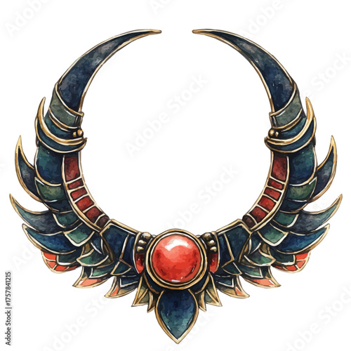 watercolor vector of Boho Septum Ring, isolated on a white background.