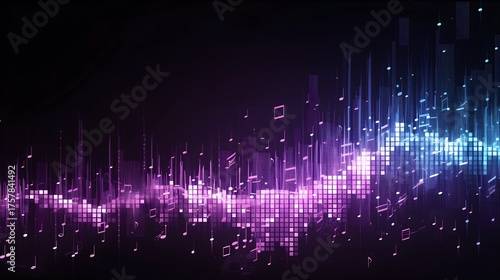 Music sound wave visualization, block combination, oscillating sound waves up and down, City Night Music Concert Music Festival