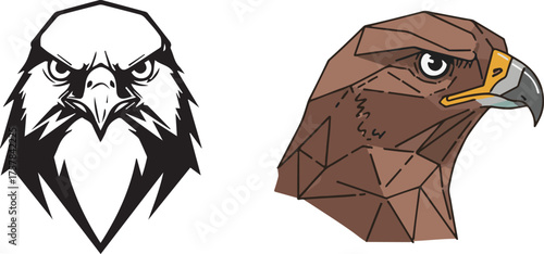 Vector Illustrations of Eagle Heads in Bold Graphic and Geometric Polygonal Styles