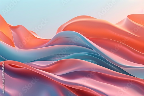 Colorful waves of fabric create a serene landscape under soft light during the day