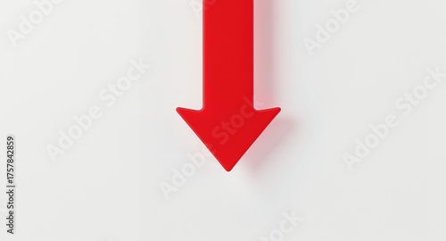 A bold red arrow pointing downwards, symbolizing decline or movement