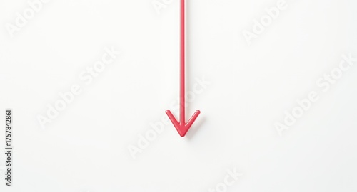 A bright red arrow pointing downwards against a clean white background