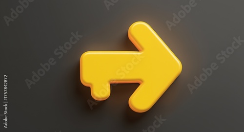 A Bright Yellow Arrow Pointing Forward on a Dark Background