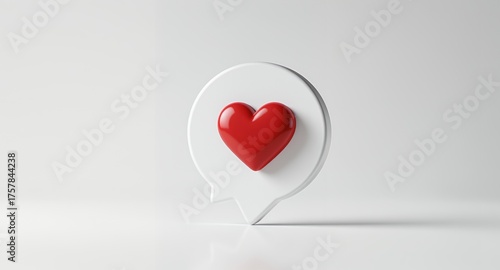A Red Heart Icon in a Speech Bubble Silhouette