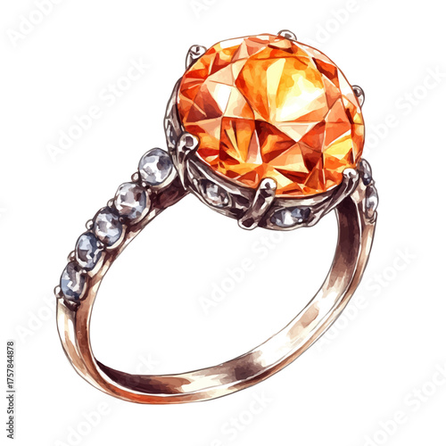 Belly Ring, watercolor drawing vector, isolated on a white background.