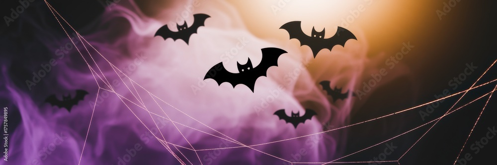 Fototapeta premium Ethereal Halloween Backdrop with Bat and Webs