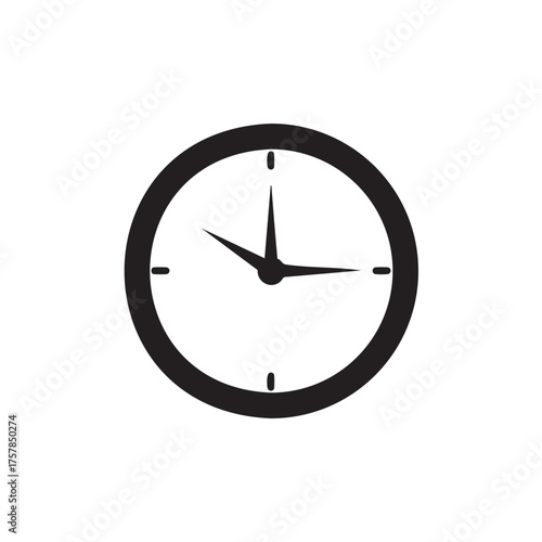 Simple Black and White Analog Clock Face Icon