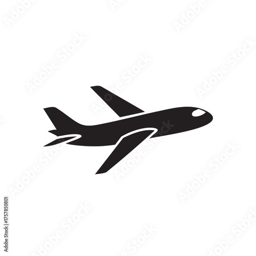 Sleek Black Silhouette of a Modern Jet Airplane in Flight