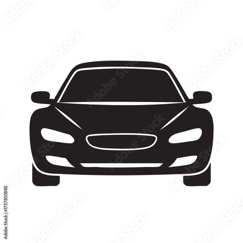 Sleek Black Silhouette of a Modern Sedan Car