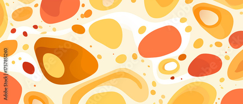 Ilustração de padrão abstrato sem emenda de formas orgânicas em tons de laranja e amarelo