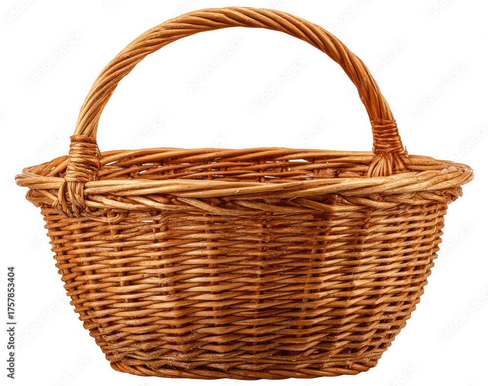 Obraz premium Empty wicker basket with handle (2)