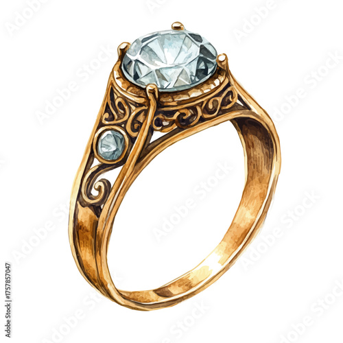 Adjustable Ring, watercolor illustration vector, isolated on a white background.