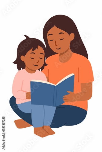 Sister Reading Bedtime Story Vector