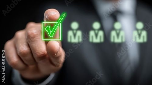 Choosing the Right Candidate: A Business Professional Pointing at a Check Mark