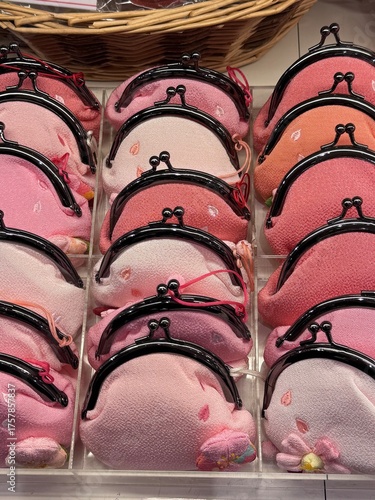 colorful coin purses neatly arranged in the shop