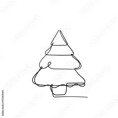 continuous line drawing christmas tree