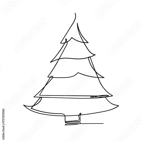 continuous line drawing christmas tree