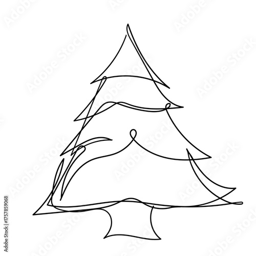 continuous line drawing christmas tree