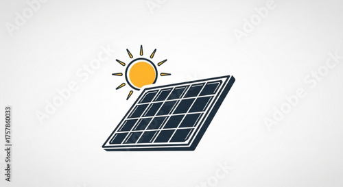 Solar panel with sun, representing renewable energy, clean power generation, and sustainable technology for a greener future