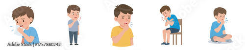Child Experiencing a Cough A Pictorial Guide Illustrating Different Positions and Expressions
