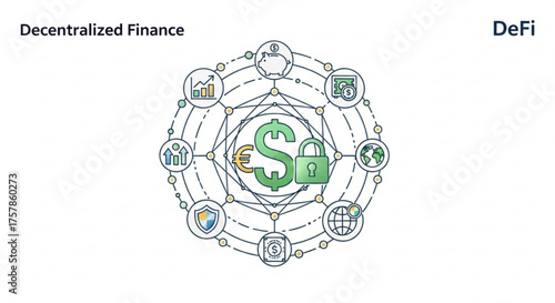 DeFi Decentralized Finance Dollar Sign Network Blockchain Cryptocurrency