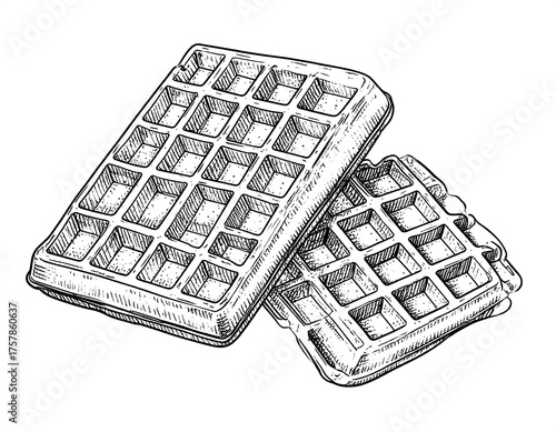 Hand-drawn illustration of two waffles