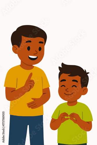 Brother Using Sign Language with Sibling Vector