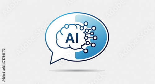 Artificial intelligence in speech bubble, representing machine learning and neural network with brain and connection