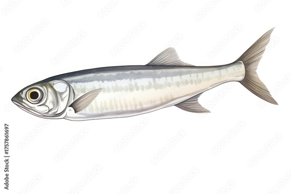Fototapeta premium Tinned sardine fish seafood animal white background.