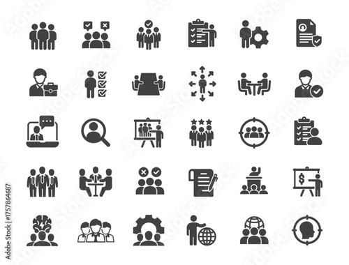 Set of Recruitment Icons. Solid icon series