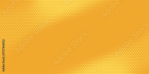 Yellow orange halftone pattern. Retro comic gradient background. Square pixilated dot cartoon texture.EPS10