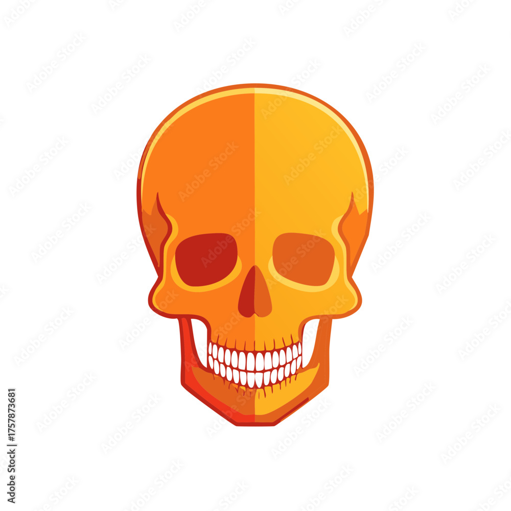 Fototapeta premium Stylized Orange and Yellow Gradient Human Skull Illustration in Modern Flat Design Style