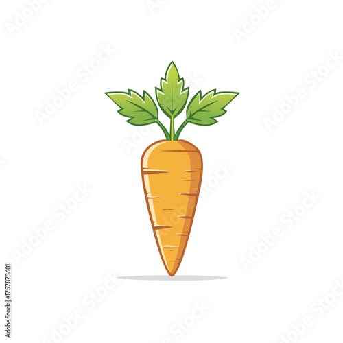 Vibrant Stylized Carrot Root Vegetable with Green Top Icon Illustration