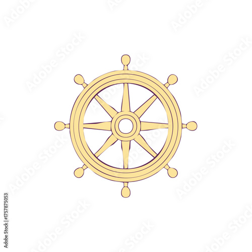 Stylized ship's wheel vector illustration, marine boat helm graphic element for navigation