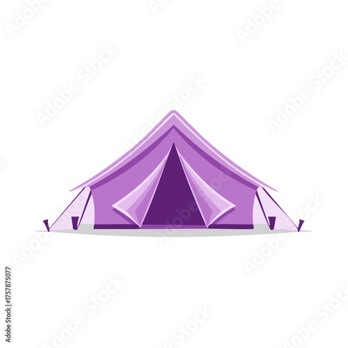 Violet tent with open entrance for camping, simple vector for tourism in campsite, outdoor traveling for summer leisure