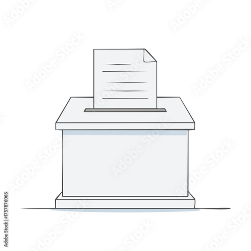 Simple hand drawn illustration of a ballot paper being put into a ballot box for an election