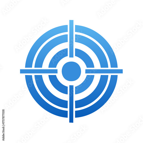 Blue gradient target icon with crosshairs and bullseye for goal setting focus and business strategy
