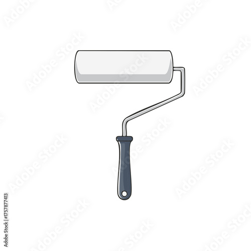 Paint roller applicator with a gray handle for wall painting and interior design, home improvement tool