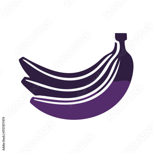 Vector Graphic of Group of Purple Bananas with White Stripes on White
