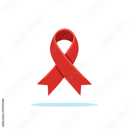 Red awareness ribbon symbol for solidarity in health and medical causes against diseases