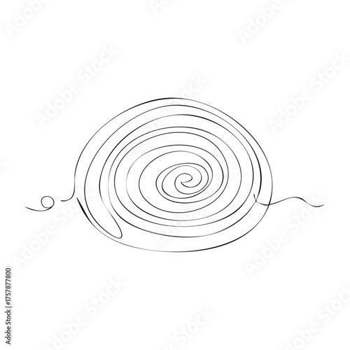 Abstract Minimalist Snail Shell Line Art, One Line Drawing, Black and White