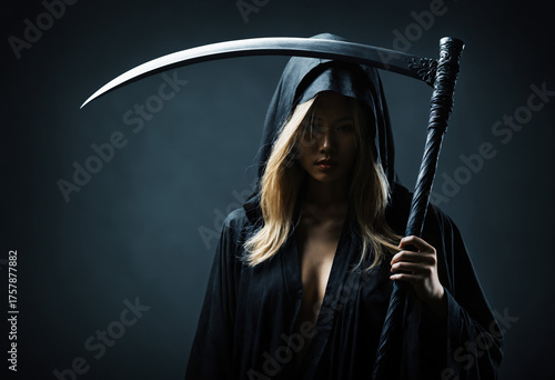 asian woman grim reaper hol...