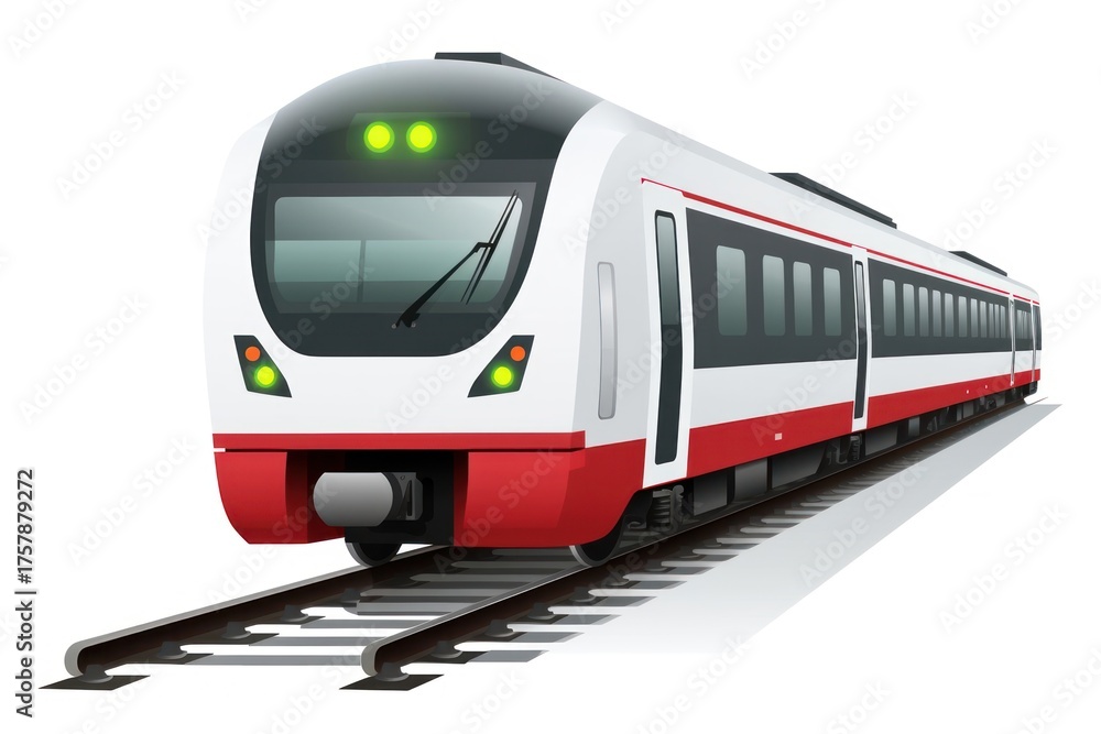 Fototapeta premium Train vehicle railway white background.