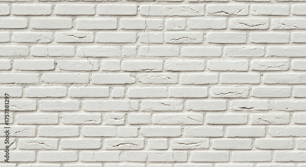 Naklejka premium A closeup of a white brick wall with visible cracks and mortar