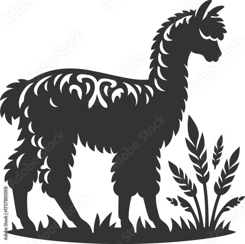 Animal alpaca vector silhouette