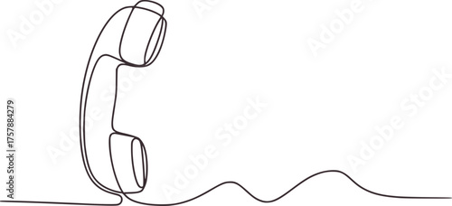 Minimalist continuous line drawing of a telephone handset line art