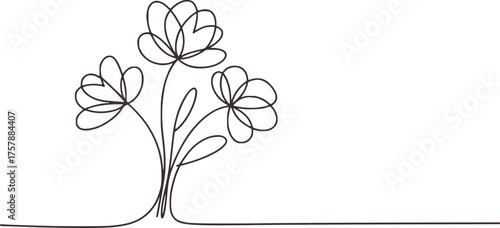 Minimalist line art floral bouquet flowers