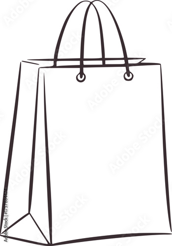 Minimalist line art shopping bag with handles paper bag tote