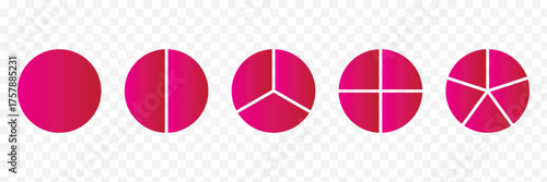 Pie chart set. Colorful diagram collection with sections or steps, segment of circle element icons collection for 1 2 3 4 5 6 7 8 9 10. Vector illustration.