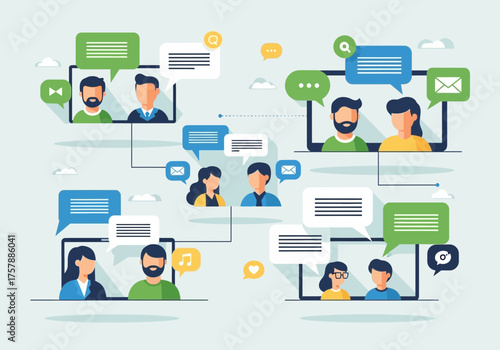 Abstract illustration of connected people and networking concepts